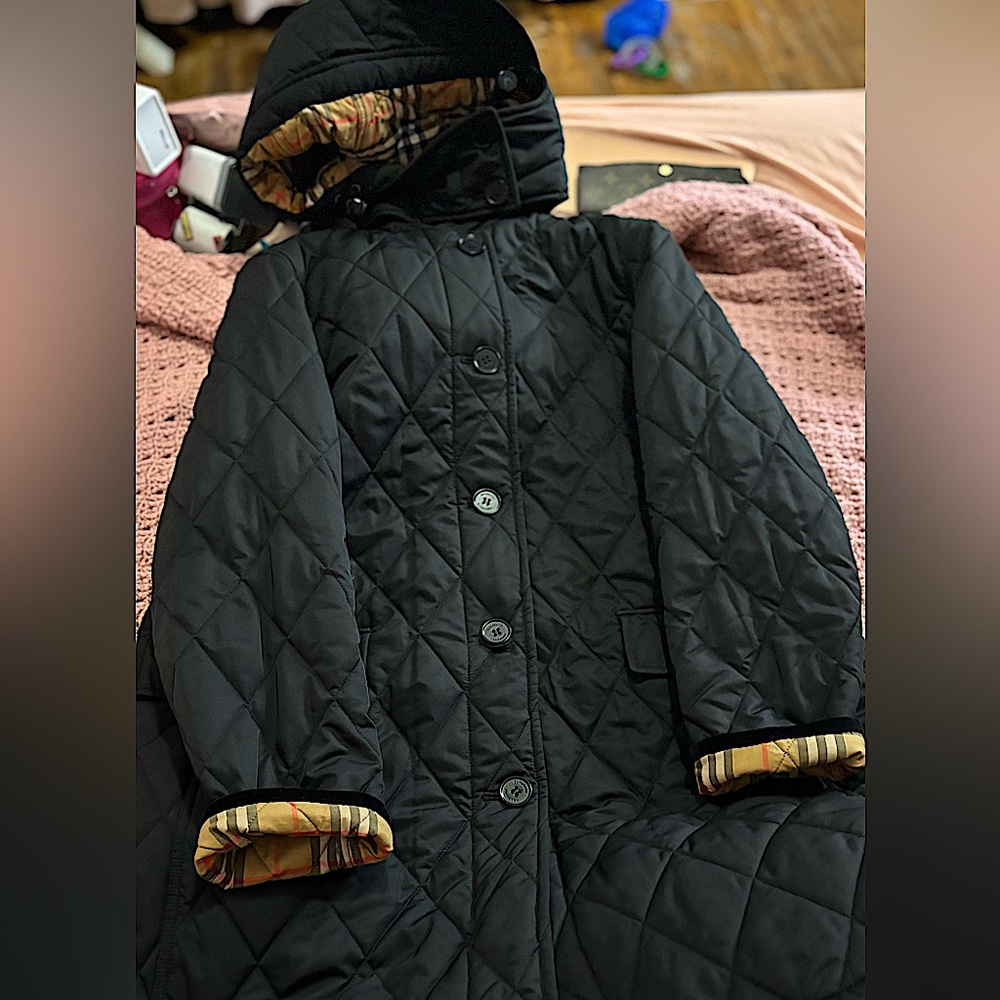 Burberry Detachable Hood Diamond Quilted Coat SizeXL 175/96A